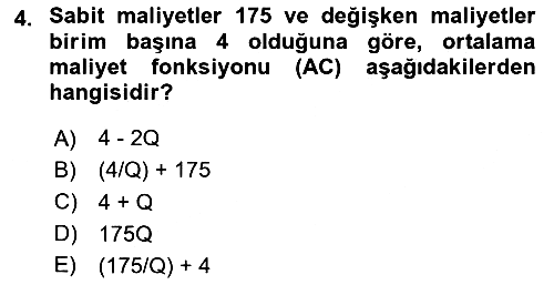Matematiksel İktisat 2024-2025 Yaz Okulu Sınavı - 4. soru