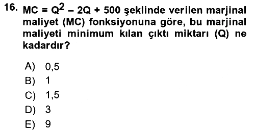 Matematiksel İktisat 2024-2025 Yaz Okulu Sınavı - 16. soru
