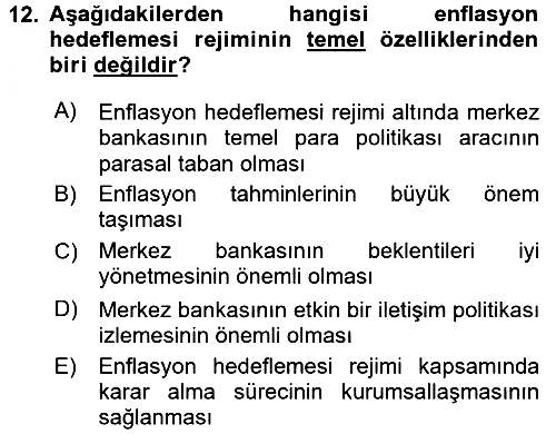 Para Politikası 2016-2017 3 Ders Sınavı - 12. soru