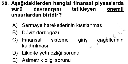 Para Politikası 2016-2017 3 Ders Sınavı - 20. soru