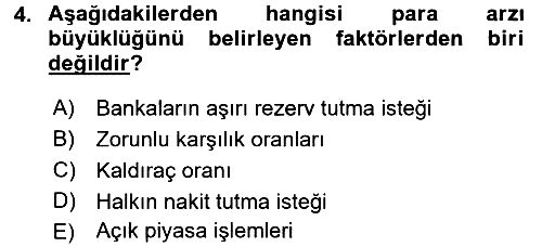 Para Politikası 2017-2018 3 Ders Sınavı - 4. soru