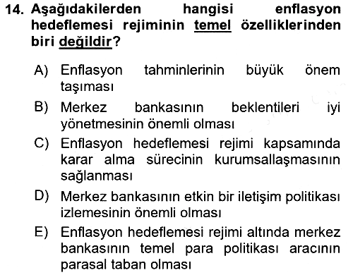 Para Politikası 2017-2018 3 Ders Sınavı - 14. soru