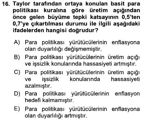 Para Politikası 2017-2018 3 Ders Sınavı - 16. soru
