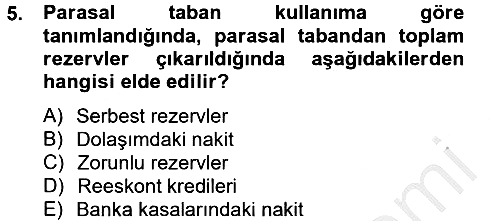 Para Politikası 2012-2013 Ara Sınav - 5. soru