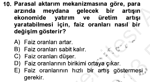 Para Politikası 2012-2013 Ara Sınav - 10. soru