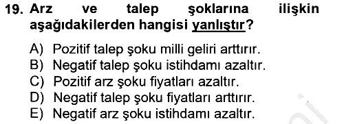 Para Politikası 2012-2013 Ara Sınav - 19. soru