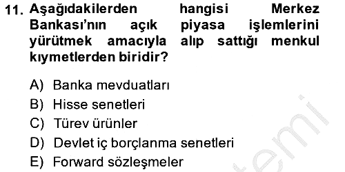 Para Politikası 2014-2015 Ara Sınav - 11. soru