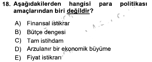 Para Politikası 2016-2017 Ara Sınav - 18. soru