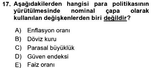 Para Politikası 2017-2018 Ara Sınav - 17. soru