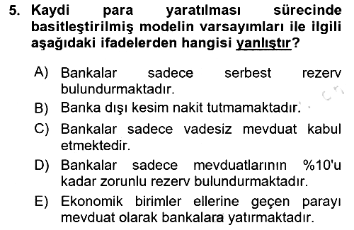 Para Politikası 2023-2024 Ara Sınav - 5. soru