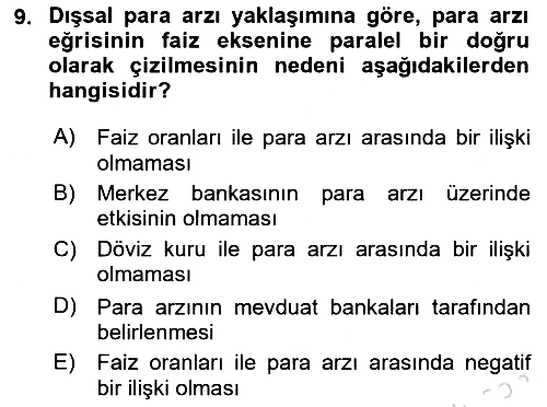 Para Politikası 2024-2025 Ara Sınav - 9. soru