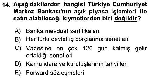 Para Politikası 2024-2025 Ara Sınav - 14. soru