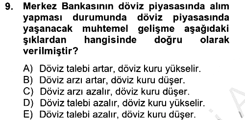 Para Politikası 2012-2013 Dönem Sonu Sınavı - 9. soru