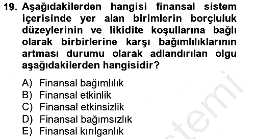 Para Politikası 2012-2013 Dönem Sonu Sınavı - 19. soru