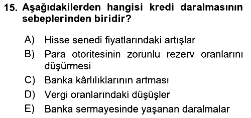 Para Politikası 2023-2024 Dönem Sonu Sınavı - 15. soru