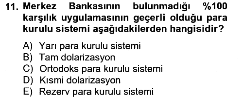 Para Politikası 2013-2014 Tek Ders Sınavı - 11. soru