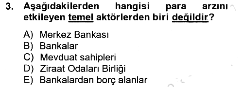 Para Politikası 2014-2015 Tek Ders Sınavı - 3. soru