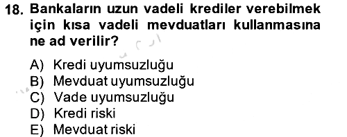 Para Politikası 2014-2015 Tek Ders Sınavı - 18. soru
