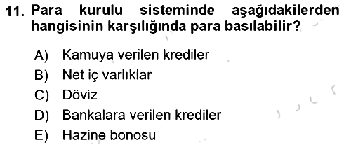 Para Politikası 2021-2022 Yaz Okulu Sınavı - 11. soru