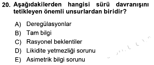 Para Politikası 2022-2023 Yaz Okulu Sınavı - 20. soru