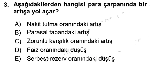 Para Politikası 2023-2024 Yaz Okulu Sınavı - 3. soru
