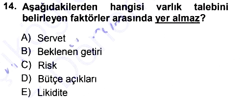 Para Teorisi 2014-2015 Ara Sınav - 14. soru