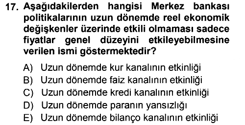 Para Teorisi 2012-2013 Dönem Sonu Sınavı - 17. soru