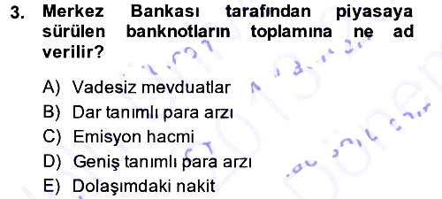 Para Teorisi 2013-2014 Dönem Sonu Sınavı - 3. soru