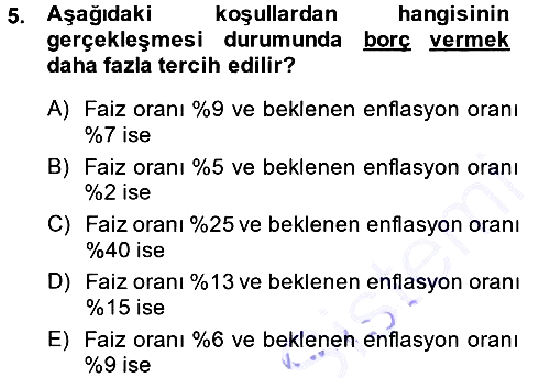 Para Teorisi 2013-2014 Dönem Sonu Sınavı - 5. soru