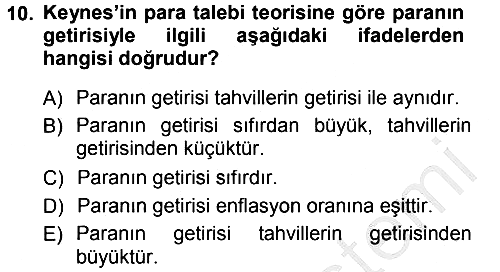 Para Teorisi 2014-2015 Dönem Sonu Sınavı - 10. soru