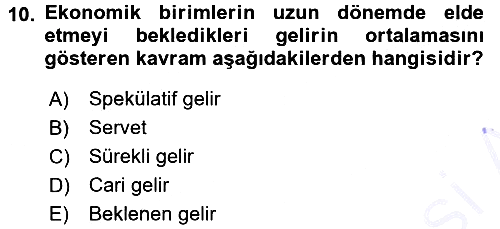 Para Teorisi 2015-2016 Dönem Sonu Sınavı - 10. soru