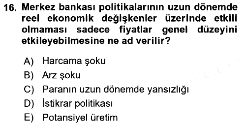 Para Teorisi 2018-2019 Dönem Sonu Sınavı - 16. soru