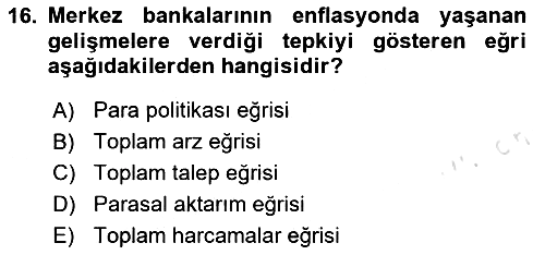 Para Teorisi 2024-2025 Dönem Sonu Sınavı - 16. soru