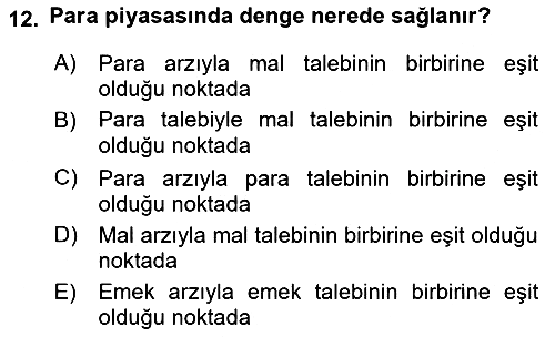 Para Teorisi 2025-2026 Dönem Sonu Sınavı - 12. soru