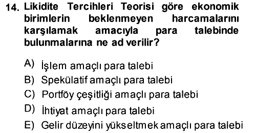 Para Teorisi 2013-2014 Tek Ders Sınavı - 14. soru