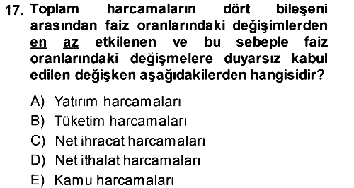 Para Teorisi 2014-2015 Tek Ders Sınavı - 17. soru