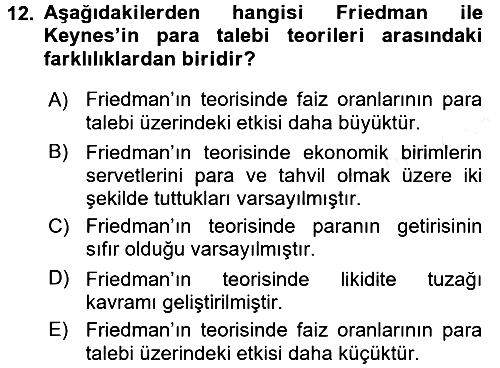 Para Teorisi 2015-2016 Tek Ders Sınavı - 12. soru