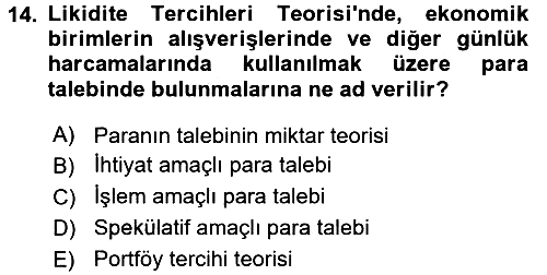 Para Teorisi 2015-2016 Tek Ders Sınavı - 14. soru