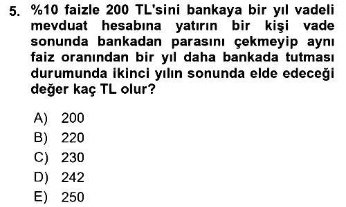 Para Teorisi 2018-2019 Yaz Okulu Sınavı - 5. soru