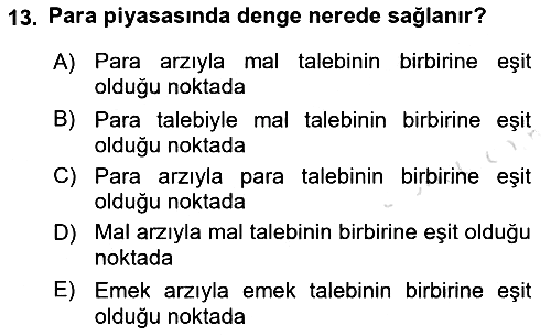 Para Teorisi 2022-2023 Yaz Okulu Sınavı - 13. soru