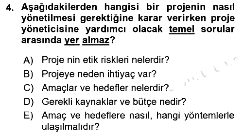 Sosyal Bilimlerde Proje Yönetimi 2021-2022 Ara Sınav - 4. soru