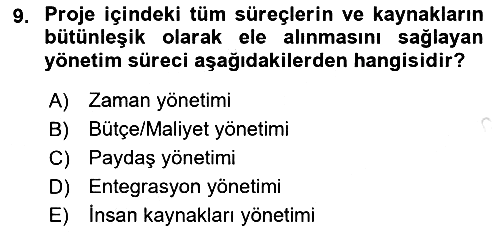 Sosyal Bilimlerde Proje Yönetimi 2021-2022 Ara Sınav - 9. soru