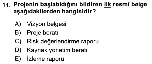 Sosyal Bilimlerde Proje Yönetimi 2021-2022 Ara Sınav - 11. soru