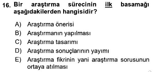 Sosyal Bilimlerde Proje Yönetimi 2021-2022 Ara Sınav - 16. soru