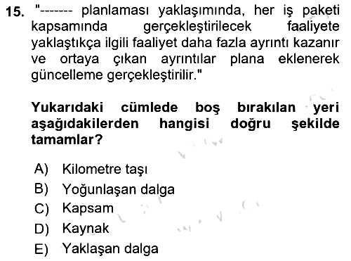 Sosyal Bilimlerde Proje Yönetimi 2022-2023 Ara Sınav - 15. soru