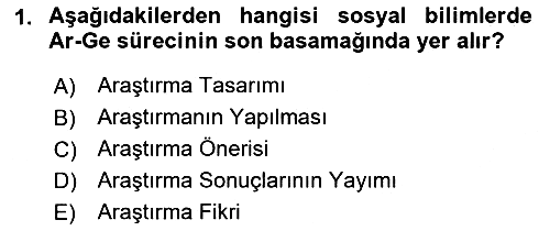 Sosyal Bilimlerde Proje Yönetimi 2023-2024 Ara Sınav - 1. soru
