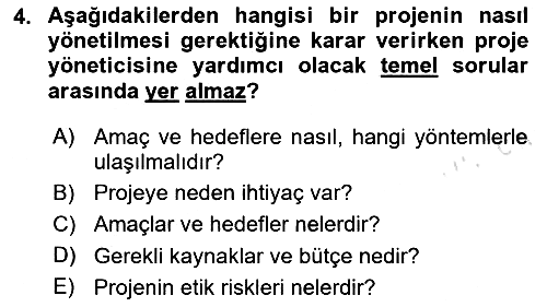 Sosyal Bilimlerde Proje Yönetimi 2024-2025 Ara Sınav - 4. soru