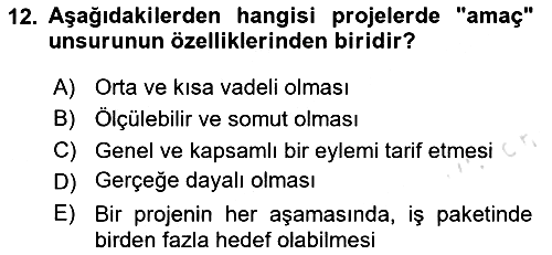 Sosyal Bilimlerde Proje Yönetimi 2024-2025 Ara Sınav - 12. soru