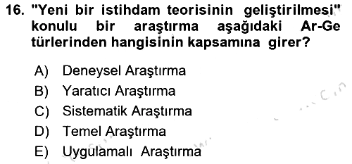 Sosyal Bilimlerde Proje Yönetimi 2021-2022 Dönem Sonu Sınavı - 16. soru
