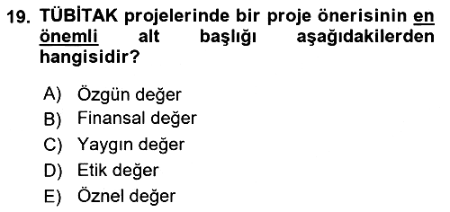 Sosyal Bilimlerde Proje Yönetimi 2024-2025 Dönem Sonu Sınavı - 19. soru